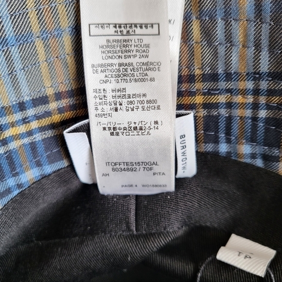 New Burberry Authentic Plaid Check Blue Nylon Bucket Hat Unisex NWT main image 11